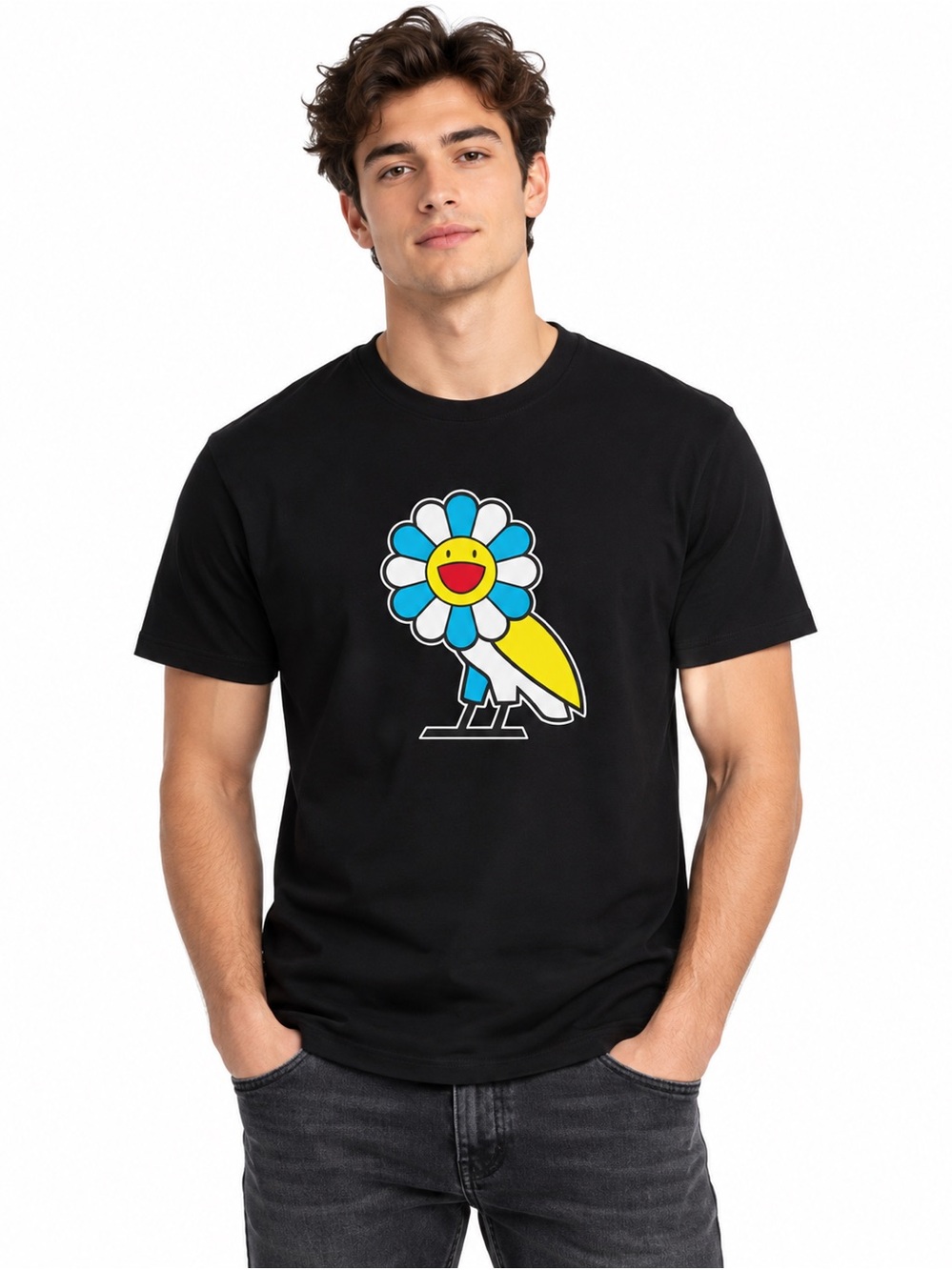 OVO x MURAKAMI Flower Owl Black T-Shirt